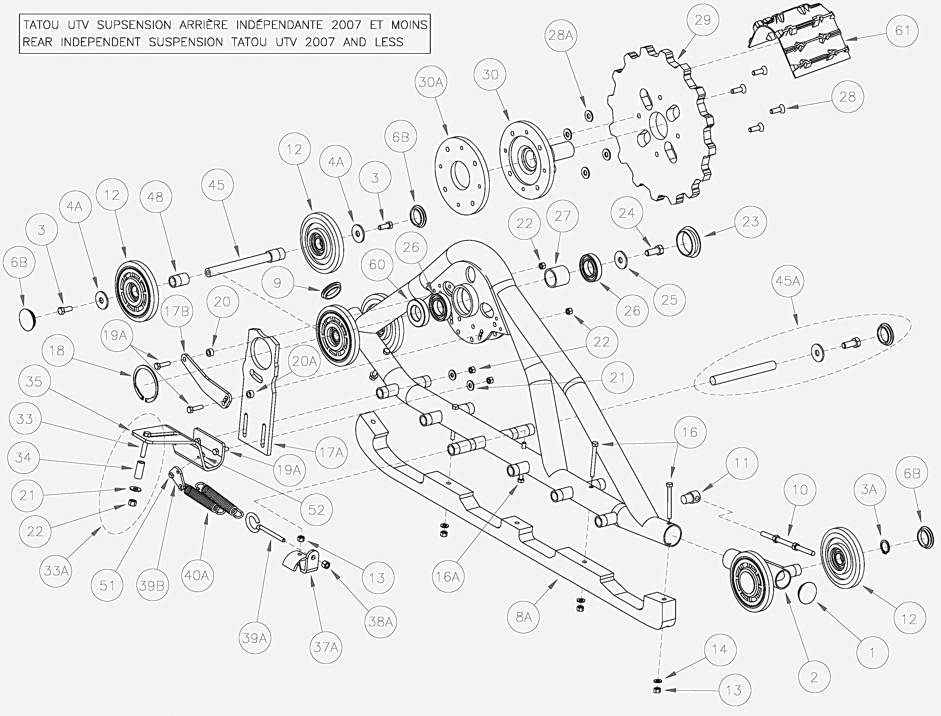 Rear Independent suspension UTV 2007-less